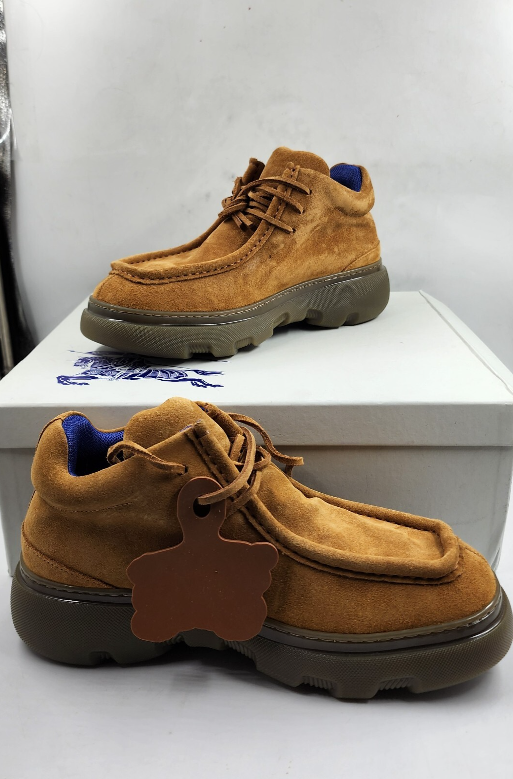Burberry Nubuck Creeper Lace Up Mid Shoes Men's 42/9 US Segale Round Toe - Picture 2 of 19