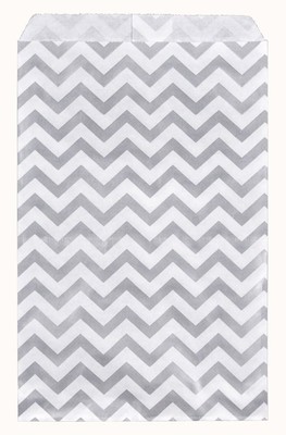 888 Display - 200 pcs of 4" x 6" Silver Chevron Paper Gift Bags Shopping Sale...