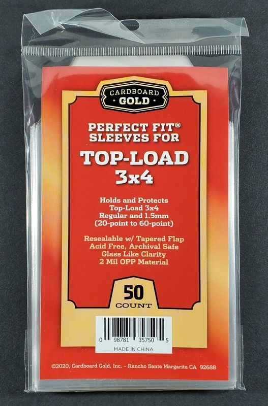 Perfect Fit Sleeves for 3x4 Toploaders 20pt-60pt: 50 100 200