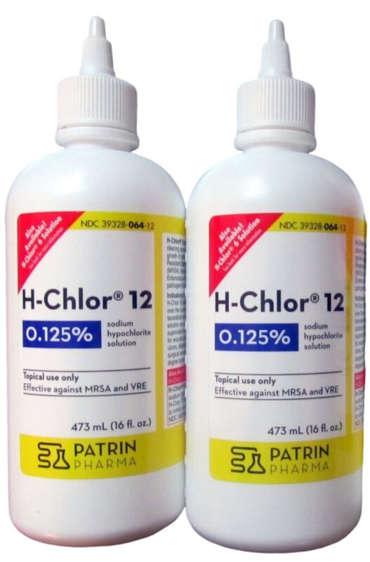 H-Chlor 12 WOUND WASH Effective MRSA & VRE 16oz ( 2 pack ) ^