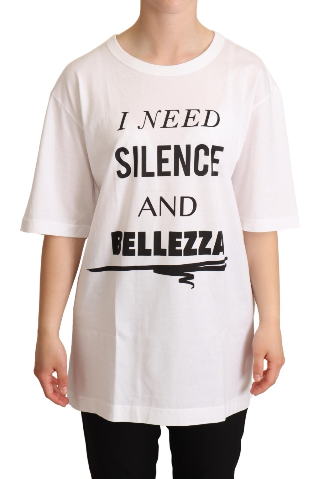 

Футболка DOLCE - GABBANA Белый хлопковый топ BELLEZZA Motive IT46/ US12 / Рекомендуемая розничная цена 340 долларов США