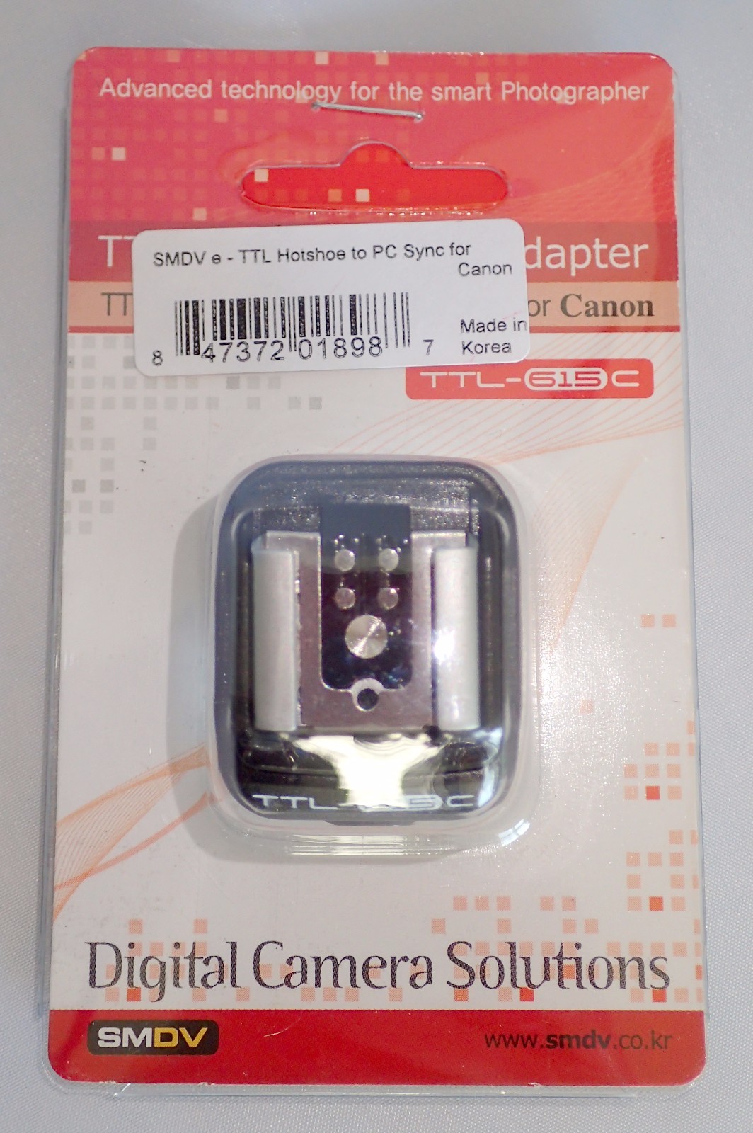 SMDV e-TTL Hotshoe to PC Sync Adapter for Canon EOS DSLR Cameras and Speedlight