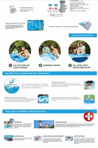 Intex 12' x 30'' Metal Frame Above Ground Swimming Pool with Filter Pump