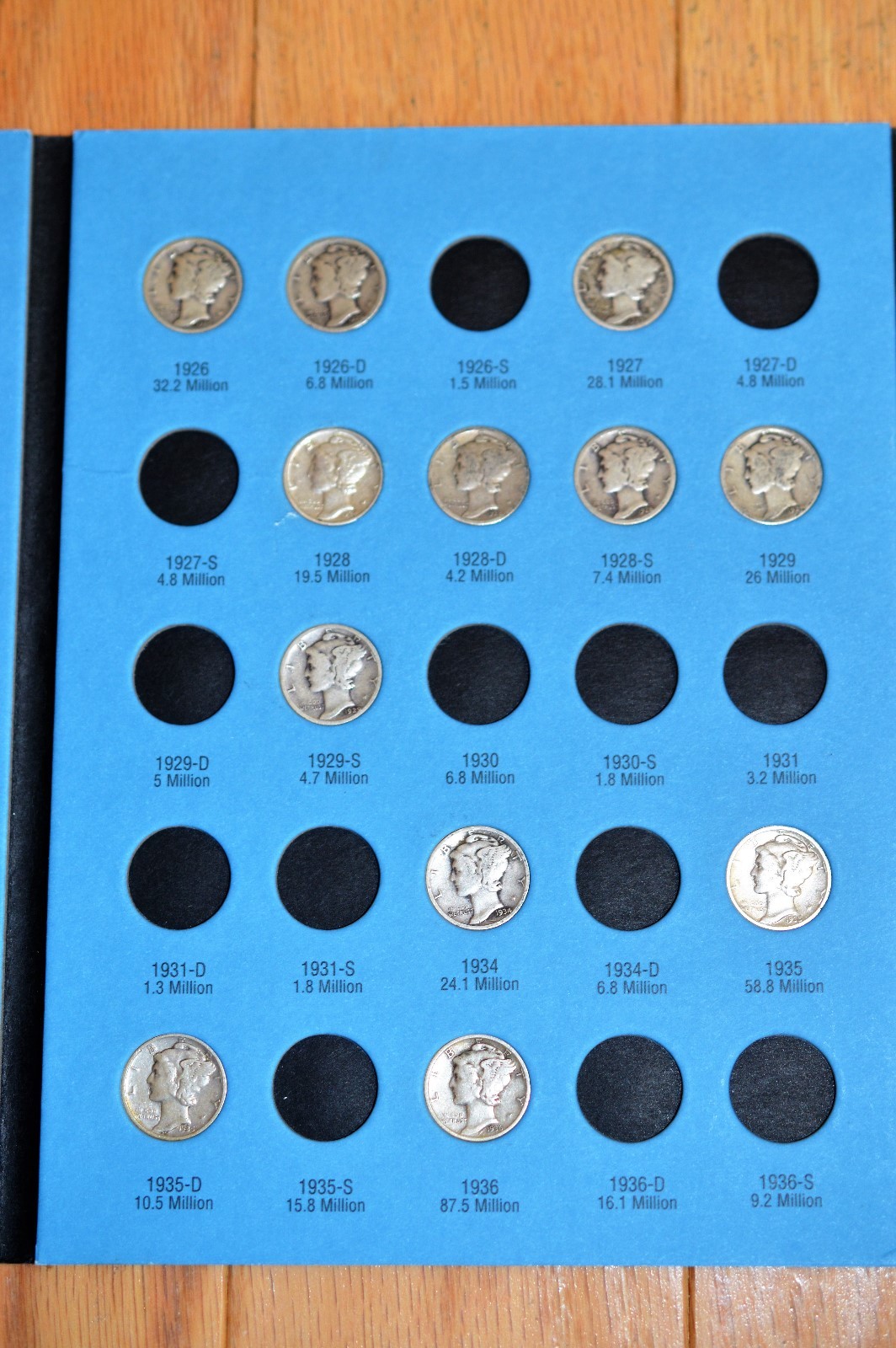 1916-1964 Silver Mercury Dimes in New Littleton Album-56 Silver Dimes(5)