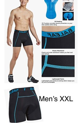 Baleaf Cycling Men's 3d Black Padded Biker Underwear Coolmax Bicycle Shorts XXL