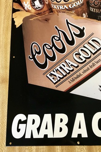 Coors Extra Gold Draft Metal Beer Sign Advertising 1988 NOS Collectable Man Cave