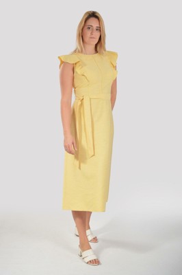 OASIS Womens Pale Yellow Lemon Summer Occasion Sleeveless Midi Dress