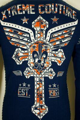 Xtreme Couture AFFLICTION Men's Thermal L/S SOLDIER OF FAITH Biker Wings