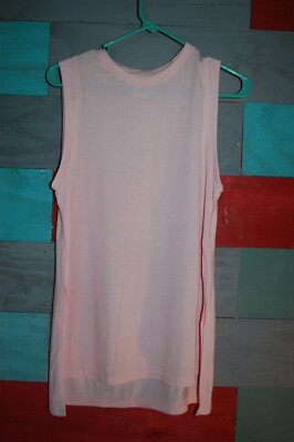 Womens Shirt LIGHT PINK MUSCLE TANK TOP Side Slits CAN BE KNOTTED Size S 4-6
