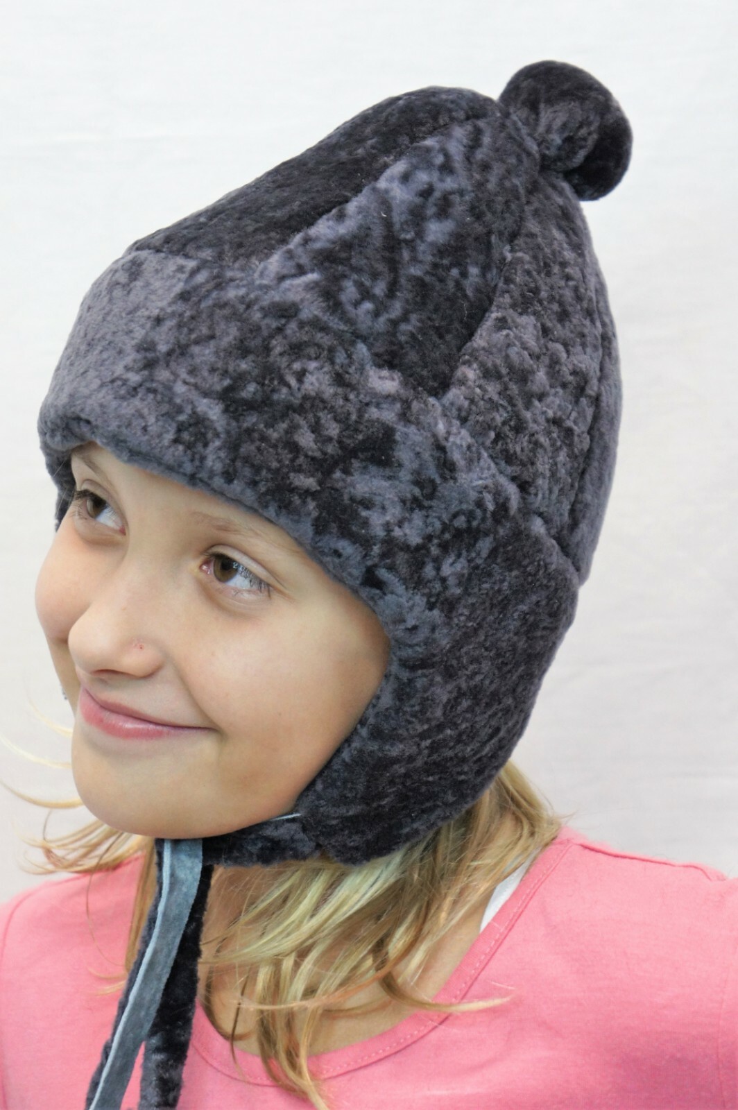 11 Colors GIRLS POM-POM REAL SHEEPSKIN SHEARLING LEATHER Hat Winter 3 Sizes, NWT