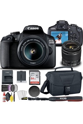 Canon EOS 2000D / Rebel T7 DSLR Camera with 18-55mm Lens + Creative Kit + NEW US