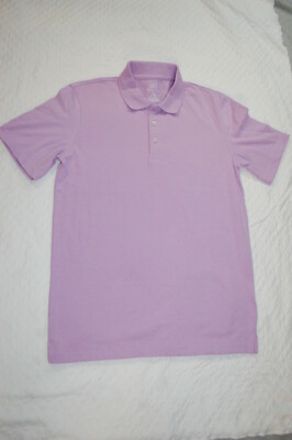 Mens S/S Jersey Knit Polo Shirt PURPLE Lavender No Roll Collar XS S M L XL 2X