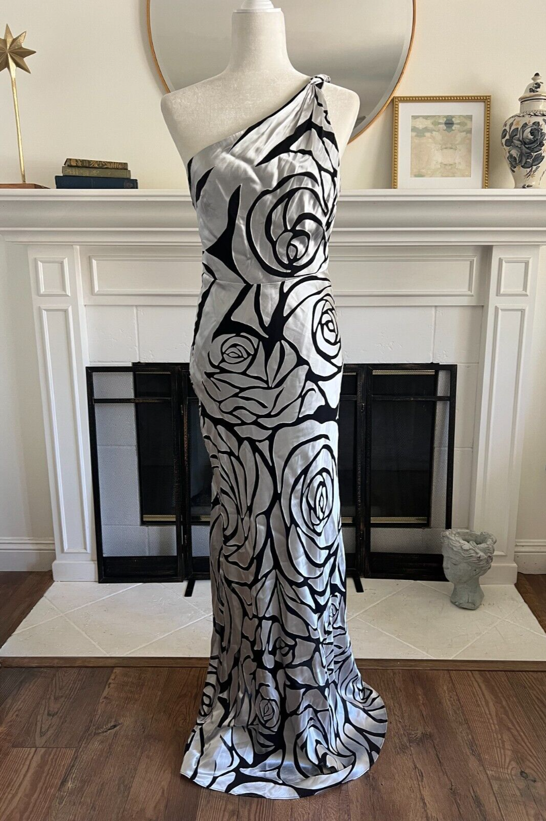 Milly Isley One Shoulder Formal Maxi Dress Rose Chiffon