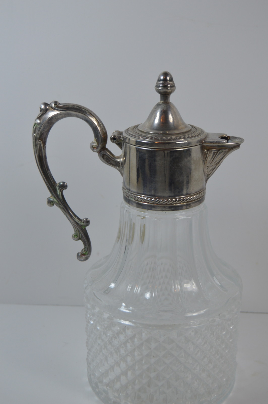 Vintage Leonard Crystal and Silverplate Wine Decanter from Italy