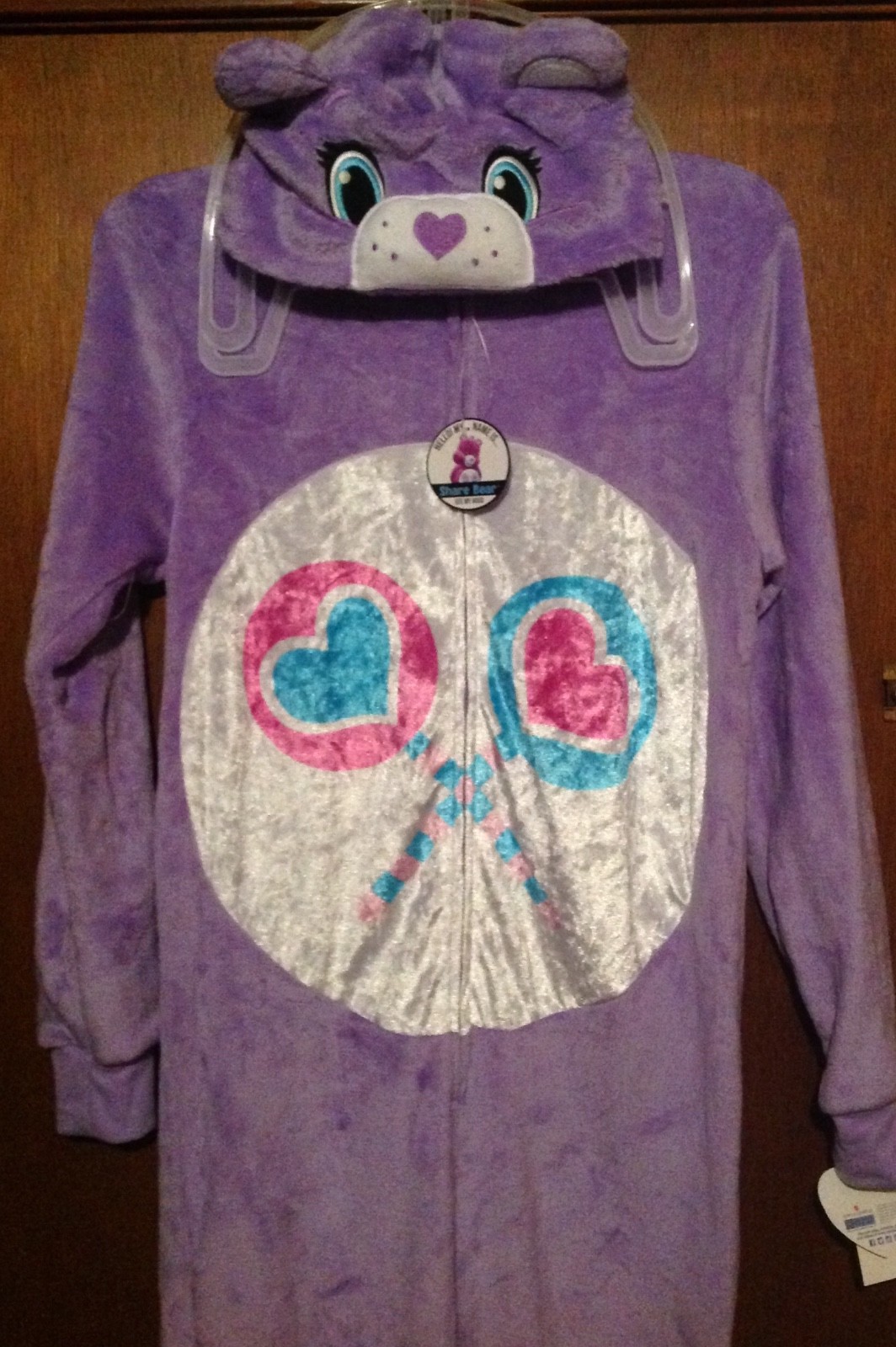 2XL SHARE BEAR Care Bear Women's Union Suit LILAC Halloween Costume Pajamas