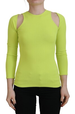 DSQUARED2 Top Yellow Green Viscose Open Shoulder Long Sleeves IT38/US4/XS 750usd