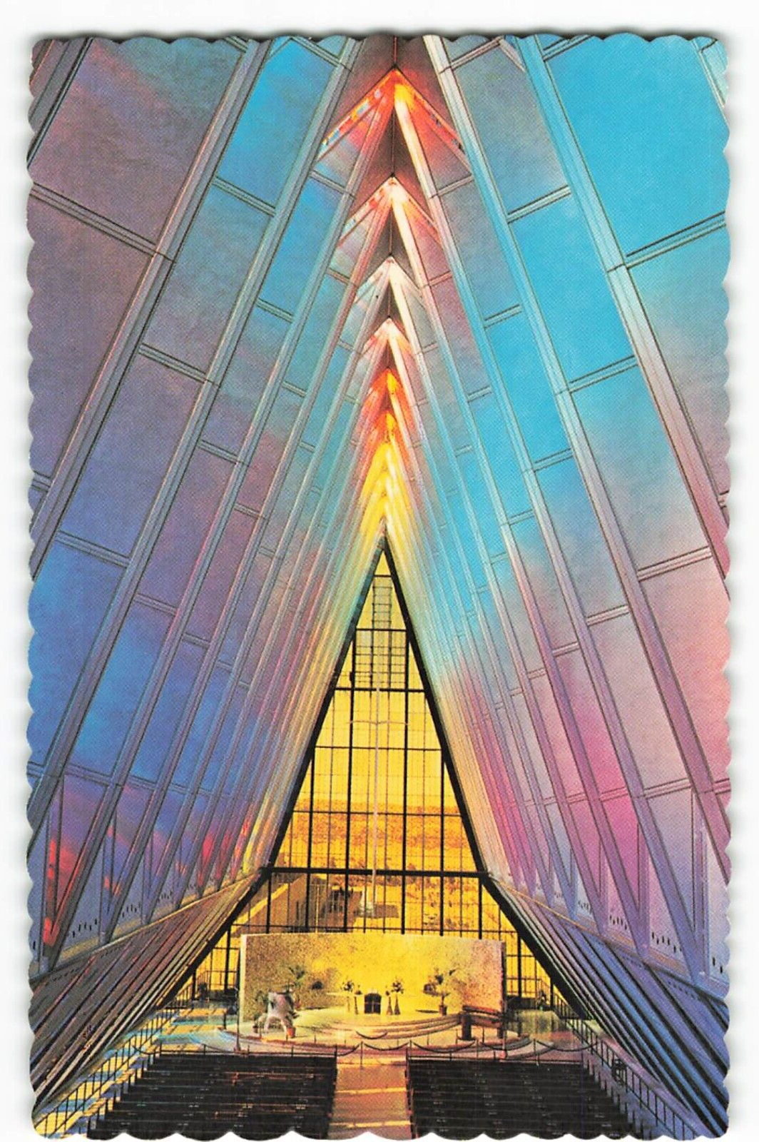 Postcard Interior View of Protestant Chapel, Colorado Springs, CO VTG VPC02.