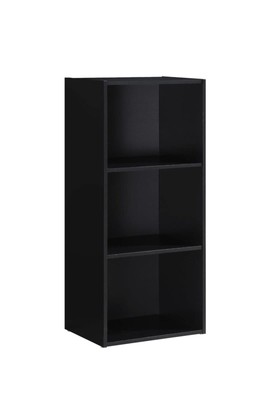 Hodedah Import 3 Shelf Bookcase, Black