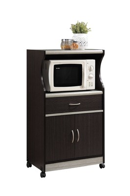 Hodedah Microwave Cart with One Drawer, Two Doors, and Shelf for Storage, Cho...
