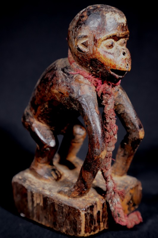 Art Africain Afrique - Ancienne Statuette Statue FÃ©Tiche Singe Fang  - 17,5 Cms