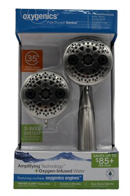 Oxygenics Hand Held Shower Head Model 88668 Brushed Nickel Handheld & Fixed New