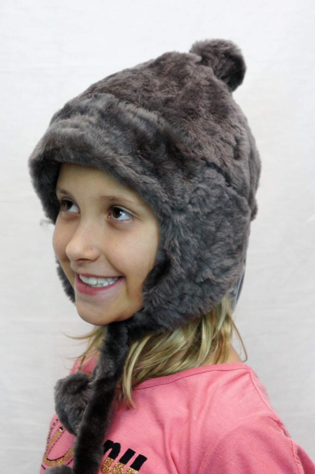 11 Colors GIRLS POM-POM REAL SHEEPSKIN SHEARLING LEATHER Hat Winter 3 Sizes, NWT