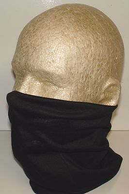 Solid Black Tubular Multi Function Headwear 12 USES! Biker Beanie Sports ATV