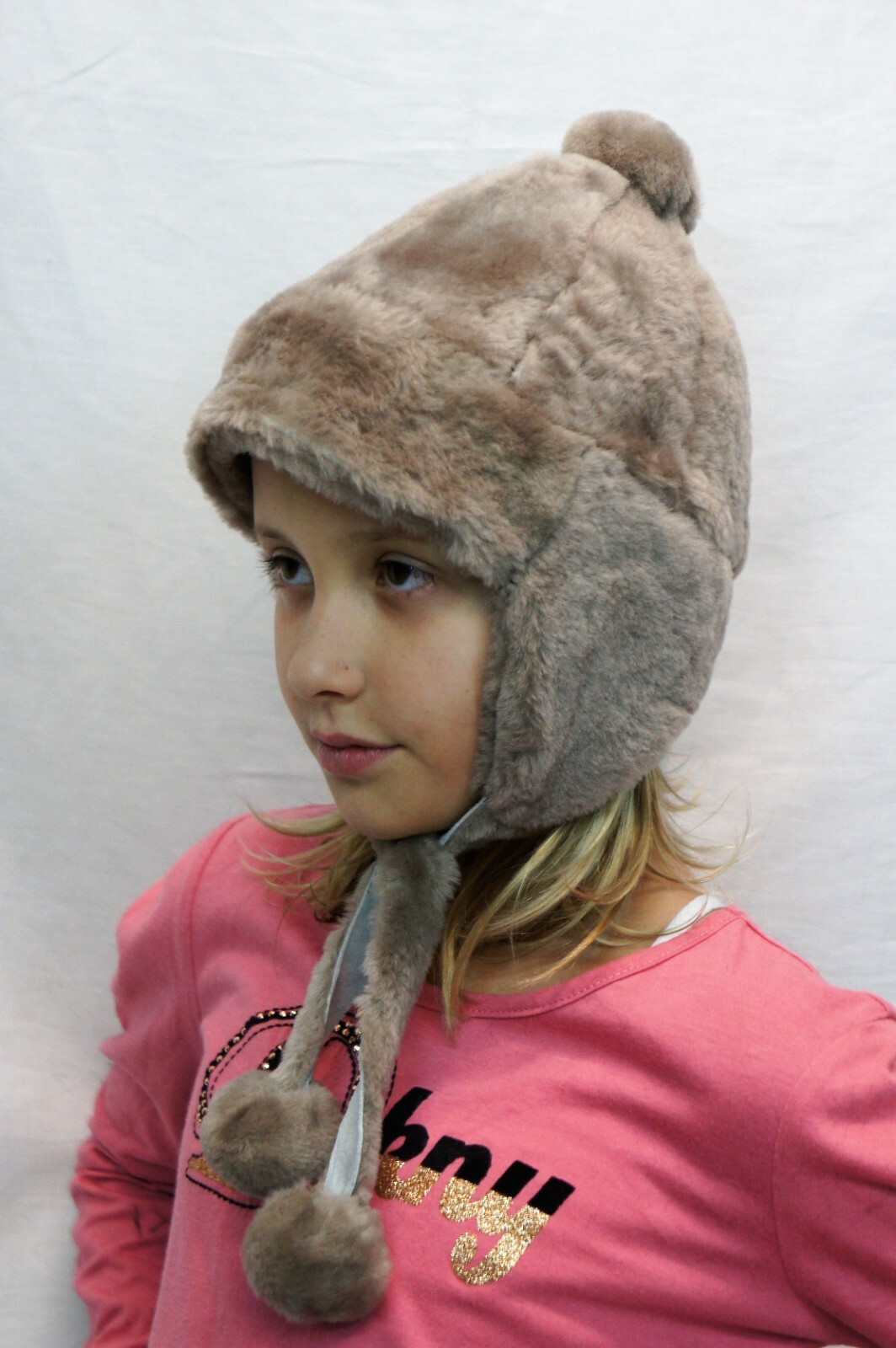 11 Colors GIRLS POM-POM REAL SHEEPSKIN SHEARLING LEATHER Hat Winter 3 Sizes, NWT