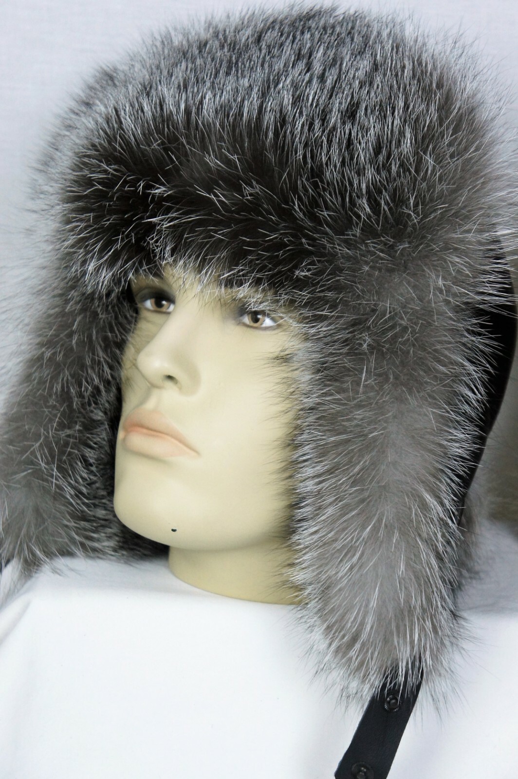 Black REAL SILVER FOX, REAL RACCOON Fur 