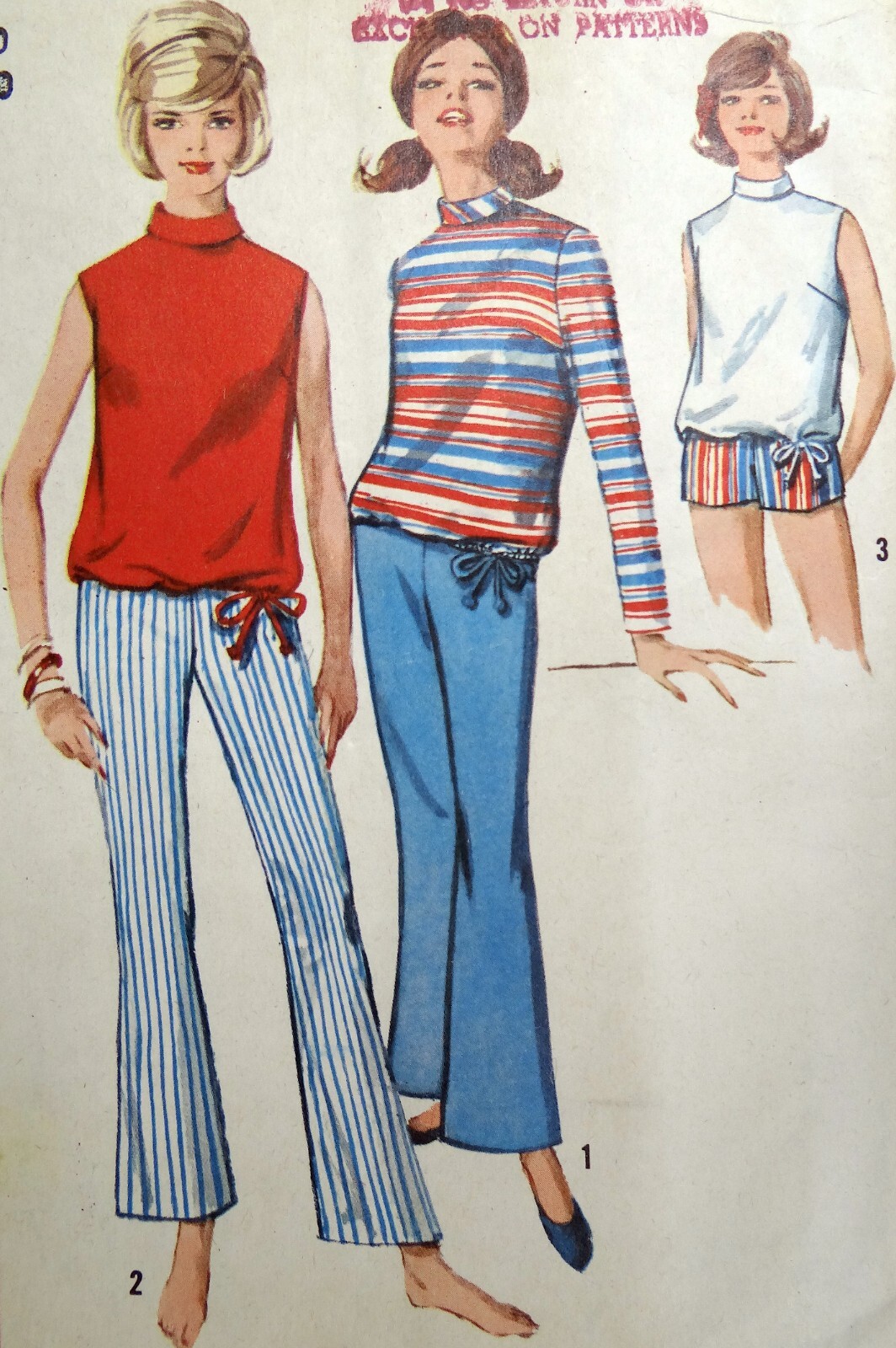 Simplicity Sewing Pattern 5453 Bell Bottom Pants Shorts Top