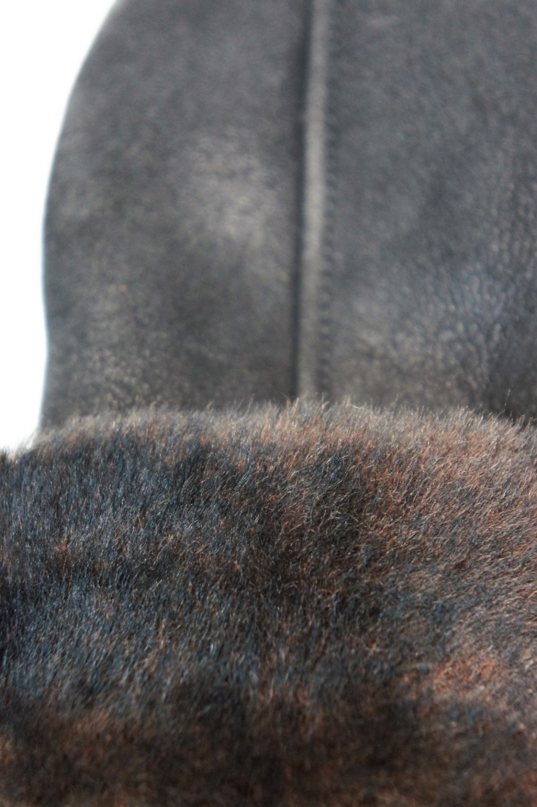 REAL GENUINE SHEEPSKIN SHEARLING LEATHER MITTENS UNISEX BLACK / DARK BROWN S-2XL