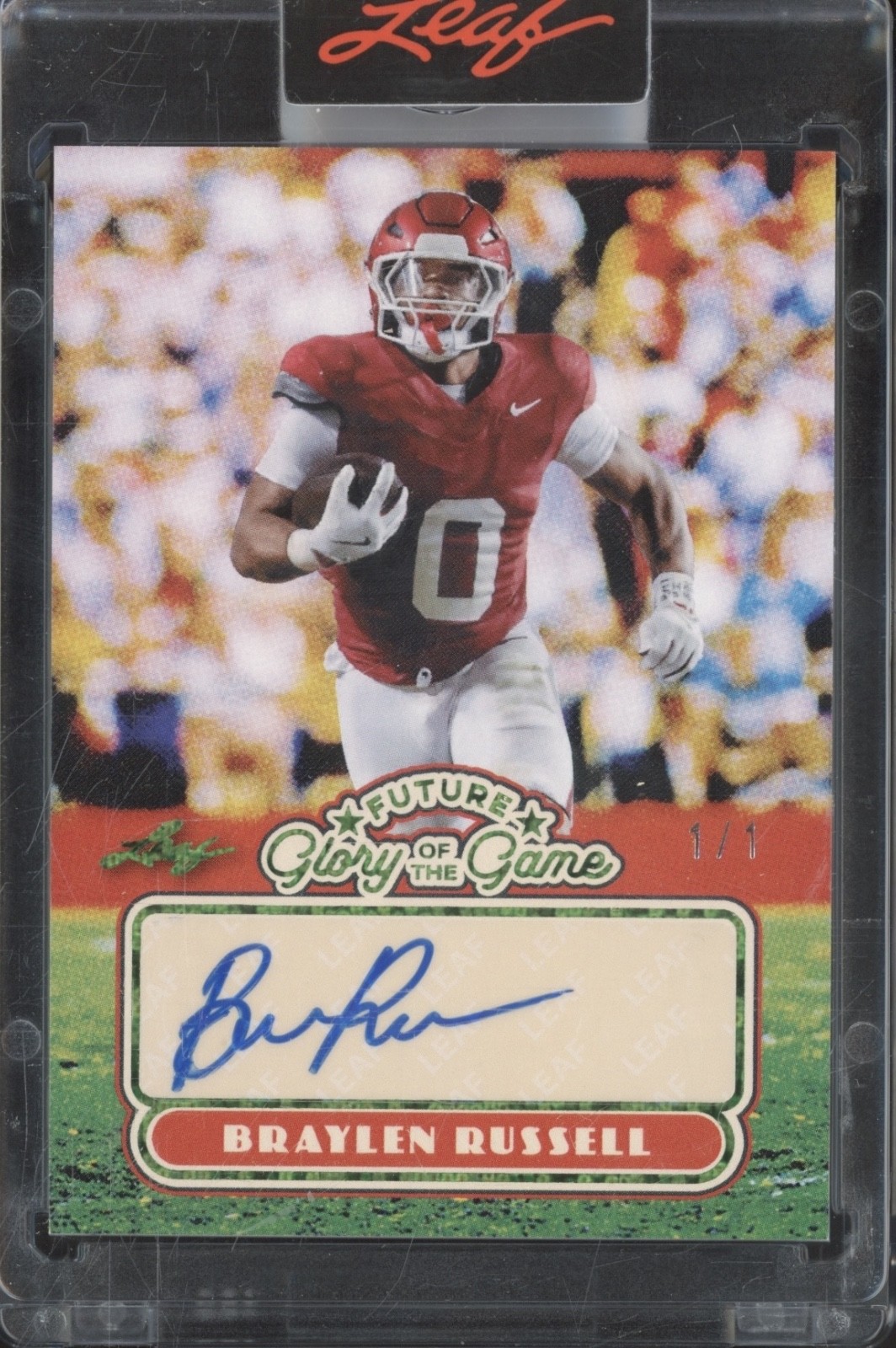 2025 Leaf Future Glory Of The Game Green Braylen Russell Auto RC 1/1