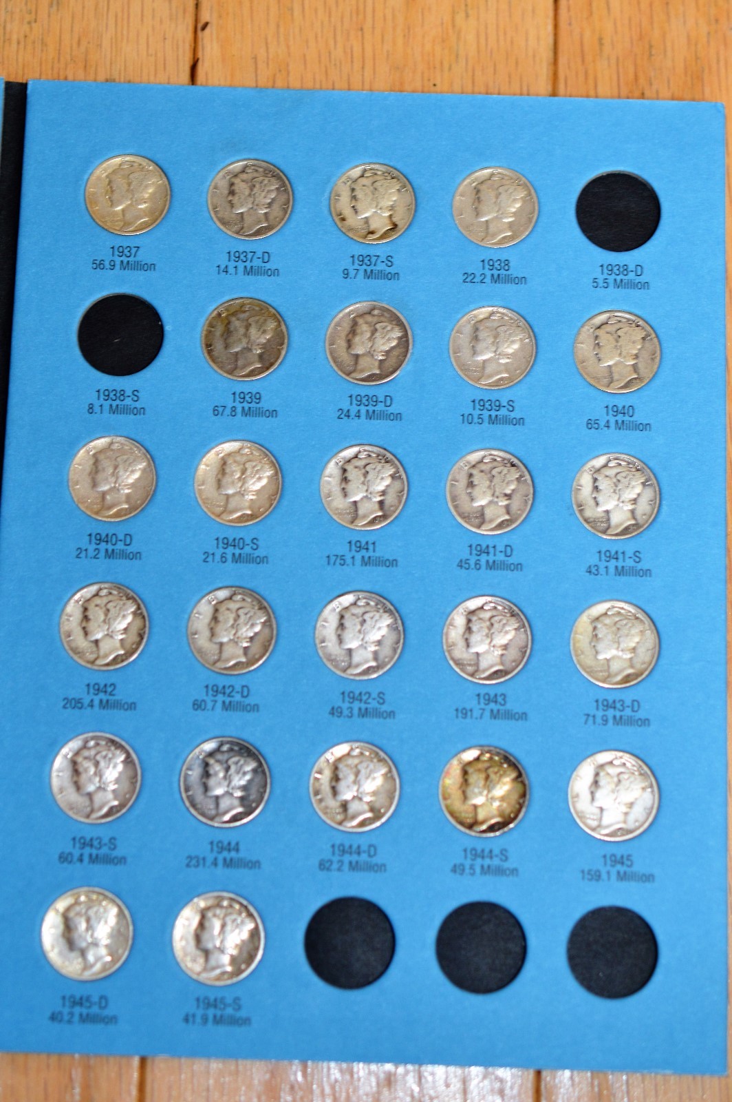 1916-1964 Silver Mercury Dimes in New Littleton Album-56 Silver Dimes(5)