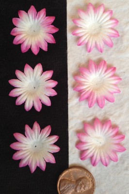 20 white Pink edged Handmade Mulberry Paper Flowers daisy daisies petals Flower