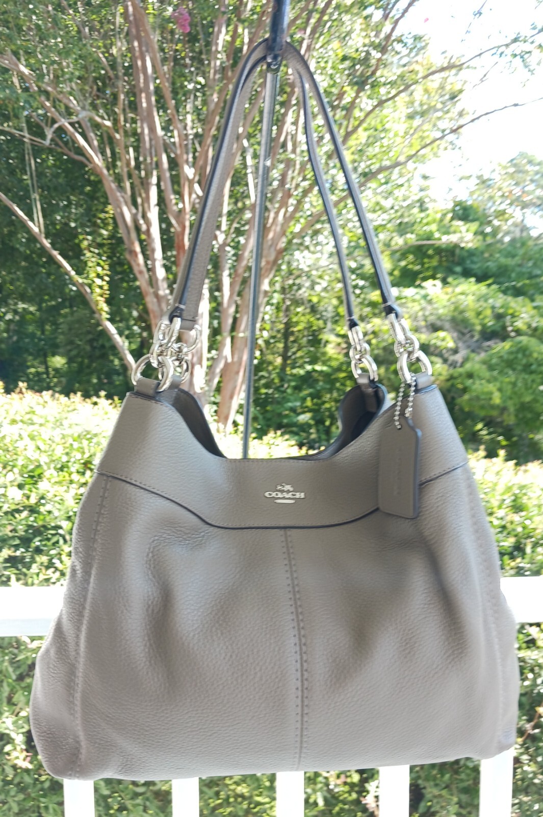 Coach F57545 Lexy Stone Grey Triple Compartment Shoulder Bag