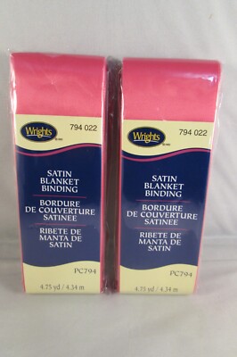New Writghts Satin Blanket Binding 4.75 Yds 4.34m  Bright Pink   Set of 2