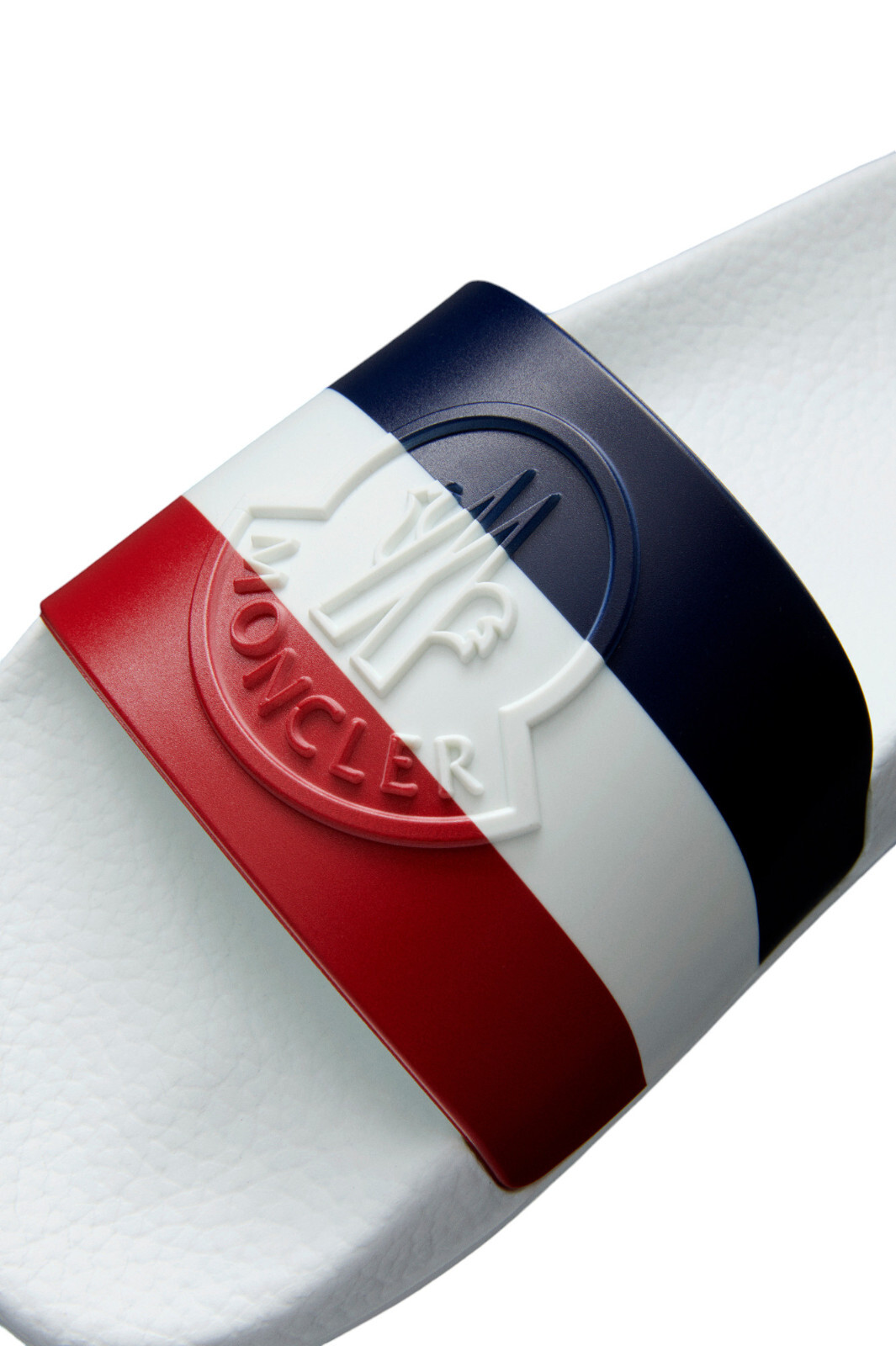 Pre-owned Moncler Authentic Men's  White Rubber Basile Logo Slides Sandals $285
