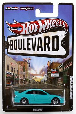 Hot Wheels Honda Civic Coupe Boulevard Big Hits #W4611 NRFP 2011 Turquoise Exlt.