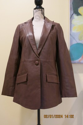 NWTS Retail $698.00 Walter Baker Mia Leather Jacket Blazer in Walnut Brown sz M