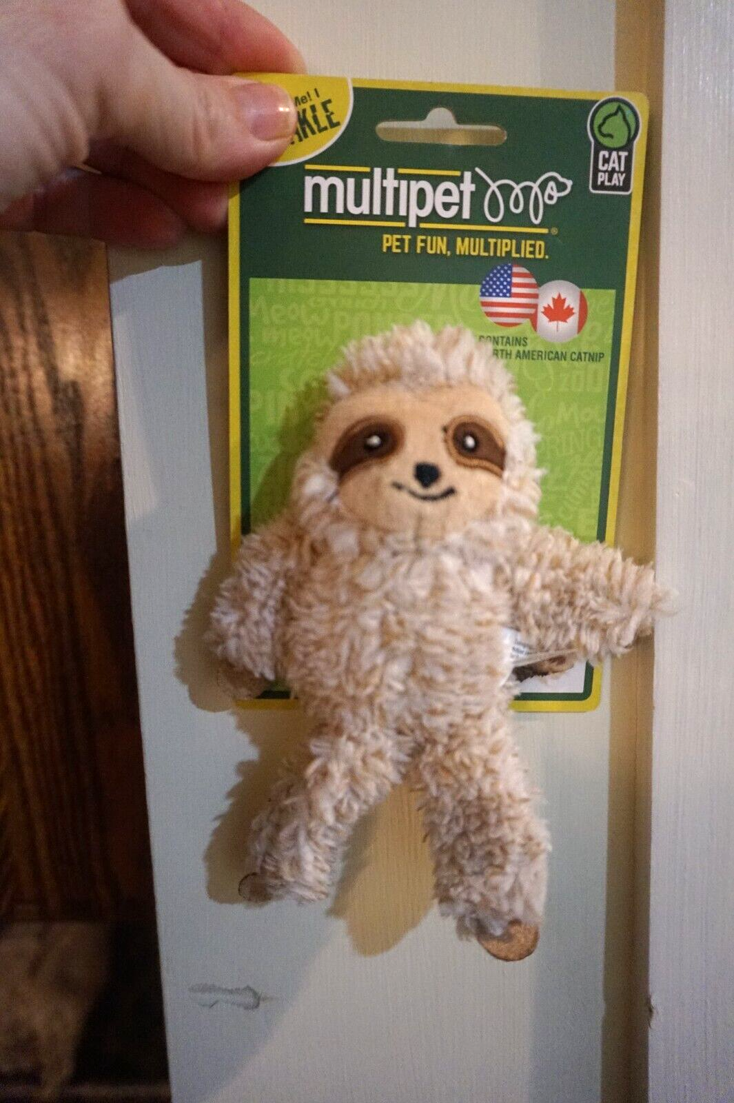 NWT MULTIPET CAT TOY SLOTH CRINKLE CONTAINS NORTH AMERICAN C
