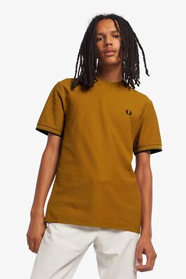 

Футболка Fred Perry Broken Tipped Pique SS Lifestyle Мужская темно-карамельная, Коричневый, Fred Perry Broken Tipped Pique SS Lifestyle T-Shirt