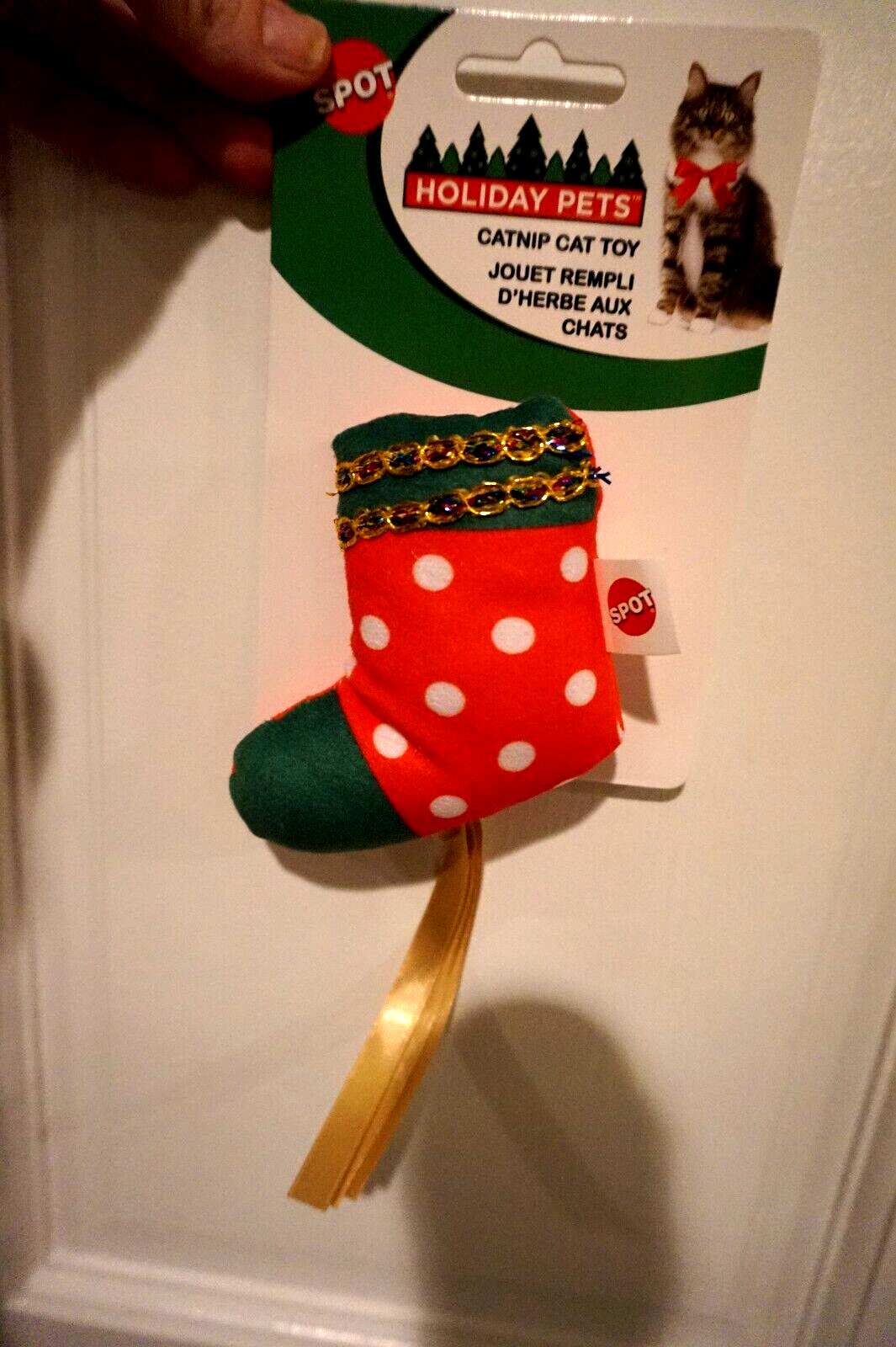 NWT SPOT CAT TOY HOLIDAY PETS RED POLKA DOT WITH CATNIP CAT TOY