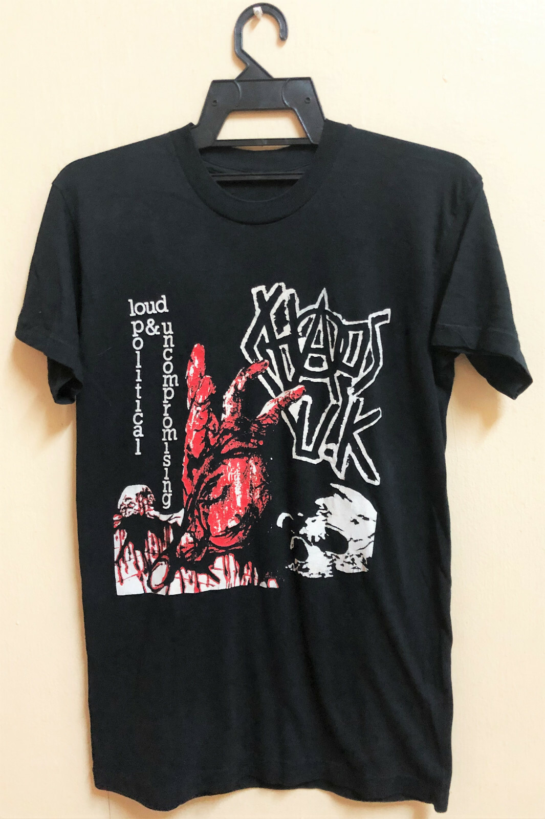 VINTAGE 80s CHAOS UK PUNK ROCK HARDCORE TOUR CONCERT PROMO T VINTAGE 80s CHAOS UK PUNK ROCK HARDCORE TOUR CONCERT PROMO T