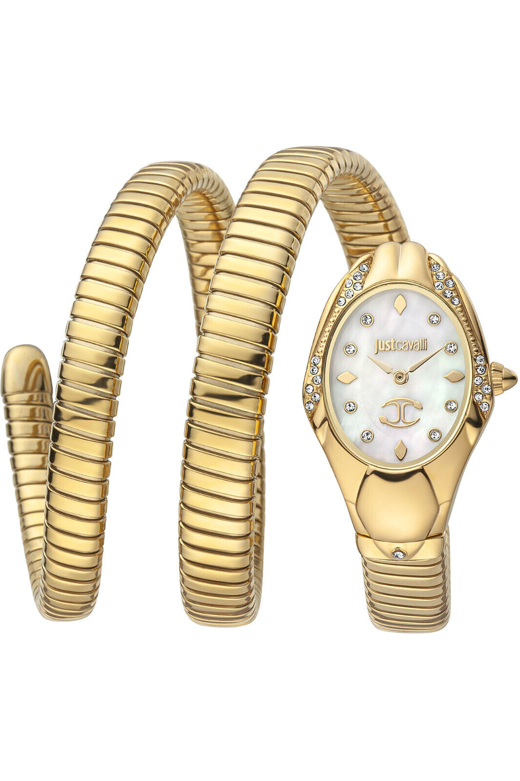 Pre-owned Just Cavalli Lady Snake - Jc1l185m0015 Gold Quartz Watch