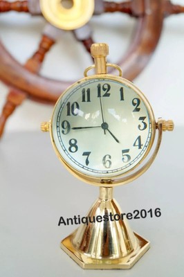 Nautical Desk Clock Table Clock With Golden Finish Vintage Marine Best Gift Item