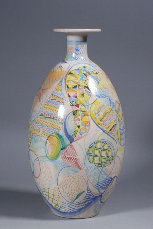 Large Italian Art Pottery Vase By Monica Grandi For Gumps Mid