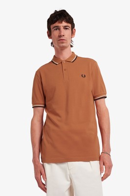 

Футболка поло Fred Perry Twin Tipped SS Polo T-Shirt Мужская суд глина/экрю/темный графит, Коричневый, Fred Perry Twin Tipped SS Polo T-Shirt