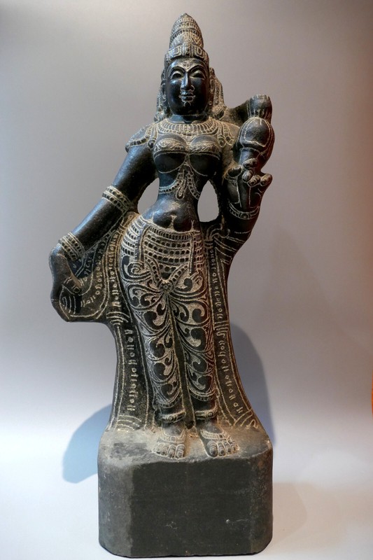 Sculpture Granit Noir DÃ©Esse Parvati H57cm 18,4kg Inde Statue Pierre Hindouisme