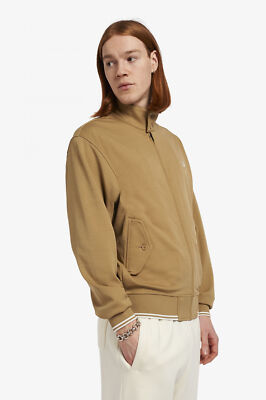 

Куртка Fred Perry с воротником на пуговицах и молнией через кожу, Бежевый, Fred Perry Button-Neck Zip Through Jacket