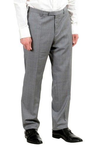 Pre-owned Hugo Boss "johnstons4/lenon1" Men's 100% Wool Plaid Two Button Suit In Multicolor
